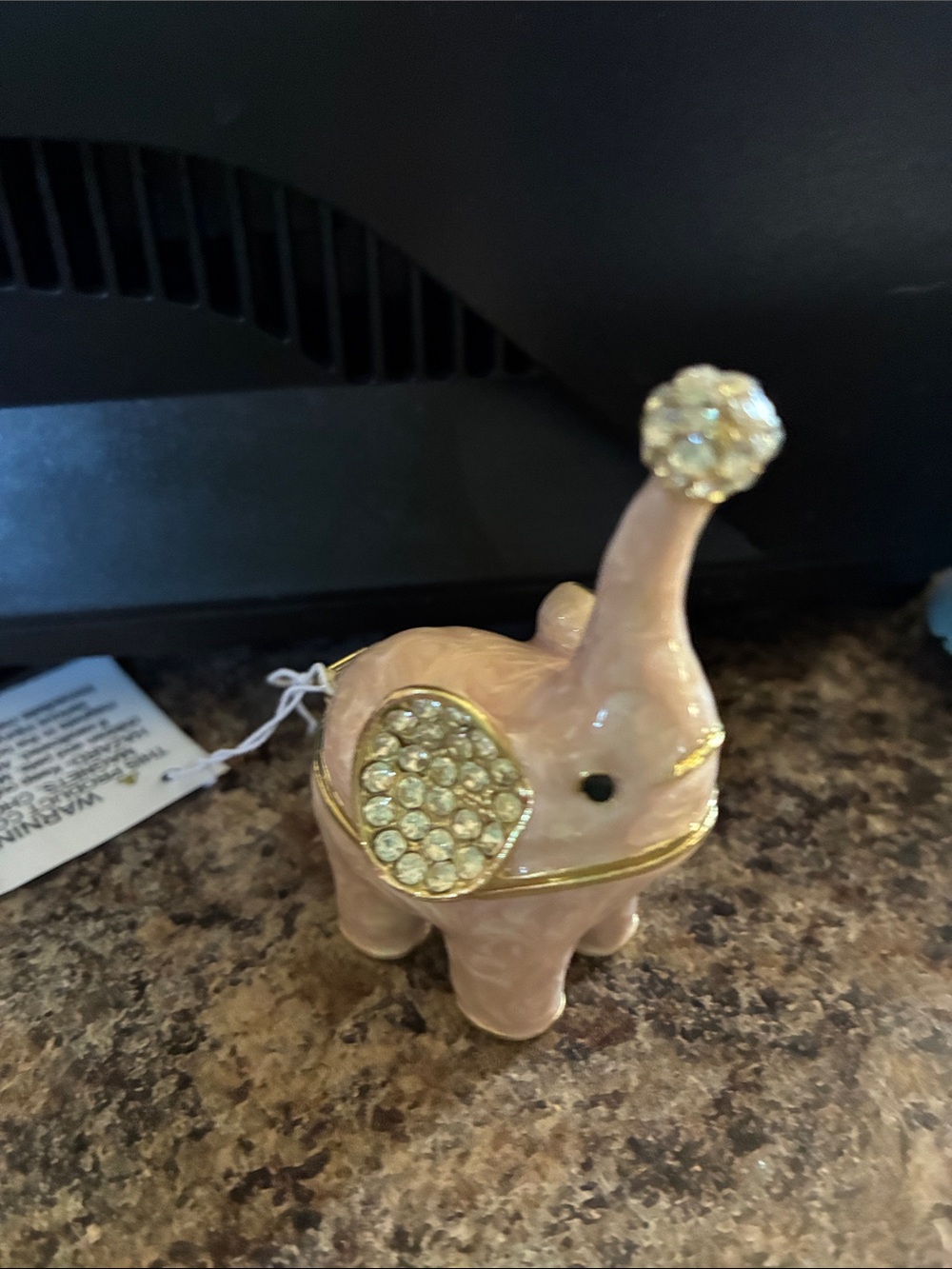 Pink Jeweled Elephant Trinket Box